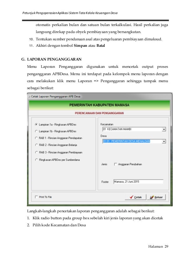 Pedoman Pengelolaan Keuangan Desa ( Aplikasi SISKEUDES )