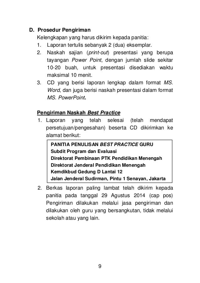 Pedoman lomba penulisan best practice guru 2014 Pedoman lomba penulisan best practice guru 2014