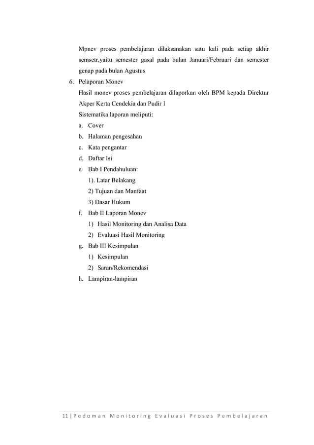 PEDOMAN MONEV PROSES PEMBELAJARAN AKPER KERTA CENDEKIA pdf
