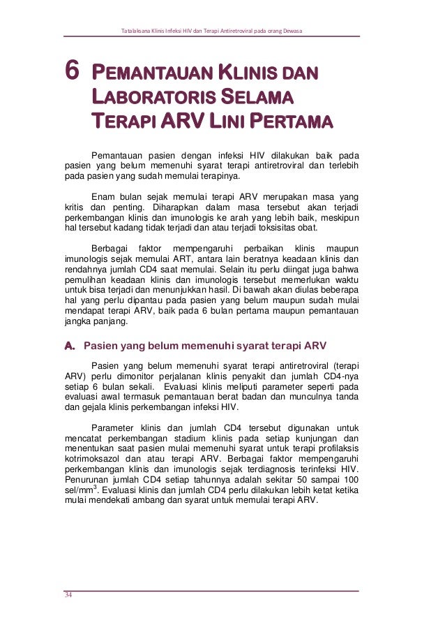 Tatalaksana Klinis Infeksi Hiv Dan Terapi Antiretroviral