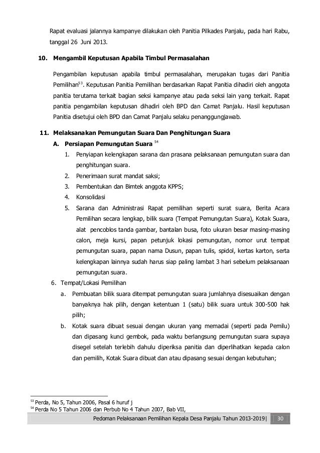 Pedoman Pelaksanaan Pemilihan Kepala Desa Panjalu, Kec 