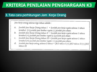 KRITERIA PENILAIAN PENGHARGAAN K3
 