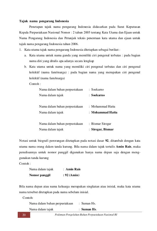 Pedoman pengolahan Bahan Pustaka PNRI 2013