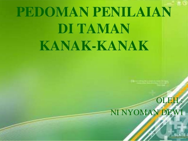 Pedoman Penilaian Di Tk