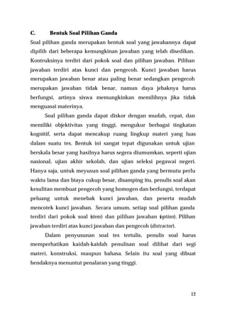 Pedoman Penulisan Soal Pilihan Ganda | PDF