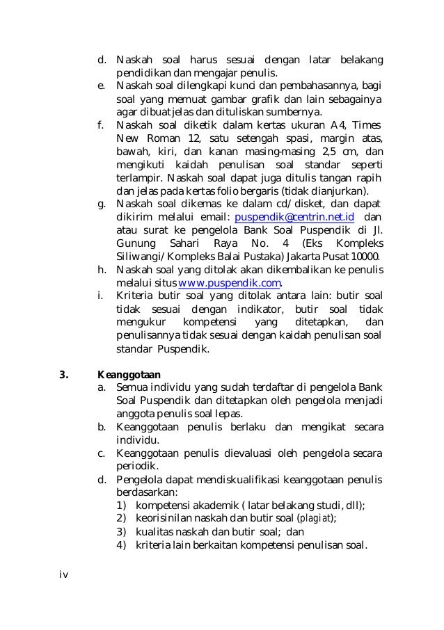 Pedoman Penulisan Soal Pilihan Ganda