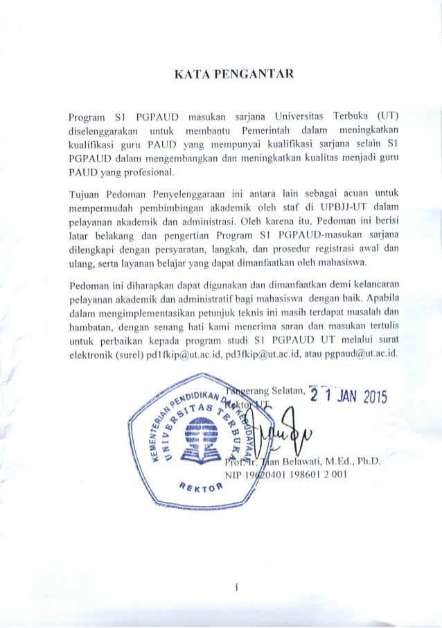 Pedoman Penyelenggaraan Program S 1 Pgpaud Masukan Sarjana
