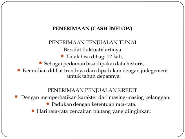 Pedoman penyusunan cash flow budget