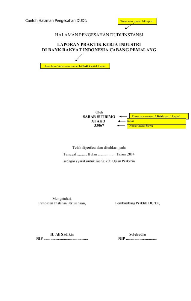 Pedoman Laporan Prakerin SMK PGRI 3 Randudongkal 2014