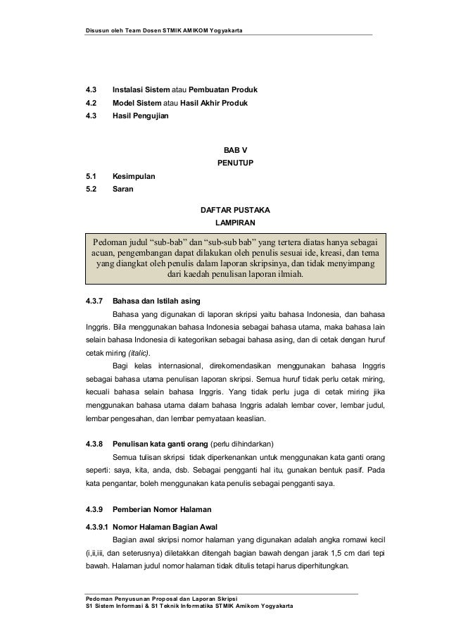 Pedoman penyusunan penulisan proposal penelitian dan skripsi