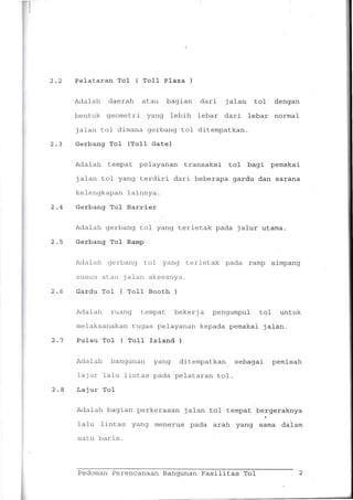 Pedoman Perencanaan Bangunan Fasilitas Tol