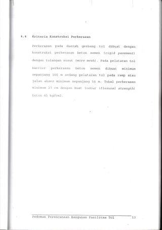 Pedoman Perencanaan Bangunan Fasilitas Tol