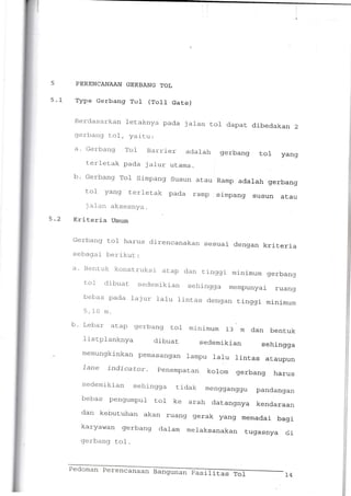 Pedoman Perencanaan Bangunan Fasilitas Tol