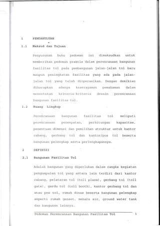 Pedoman Perencanaan Bangunan Fasilitas Tol