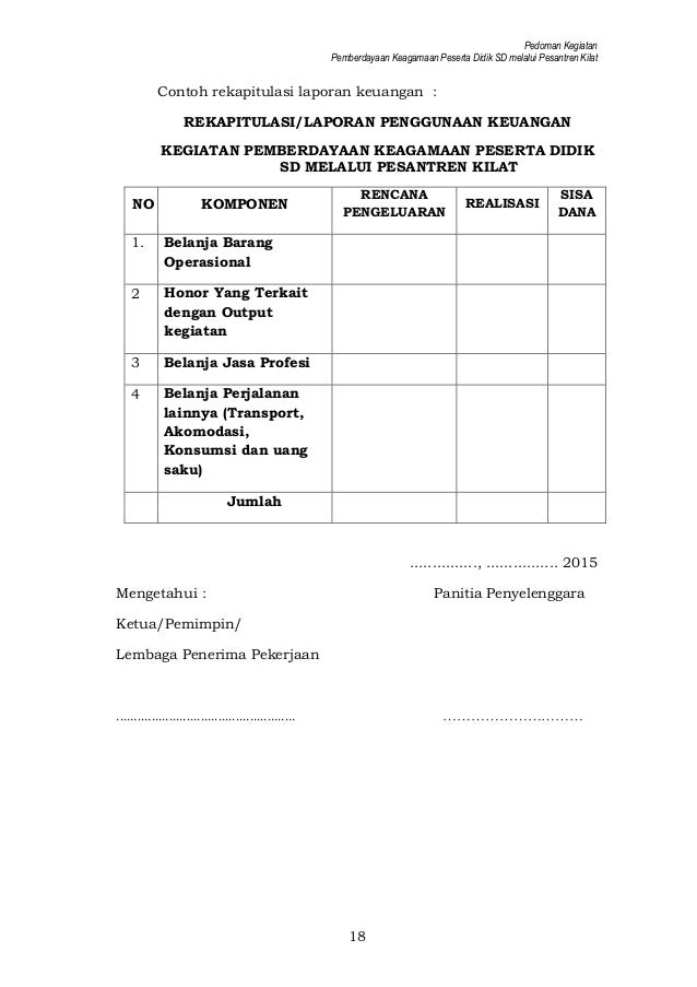 Contoh Laporan Kegiatan Pesantren Kilat Ramadhan Sd