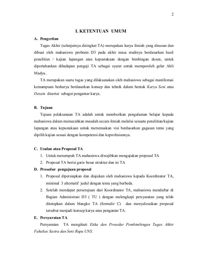 Pedoman Penulisan Karya TA (Tugas Akhir) D3 DKV UNS