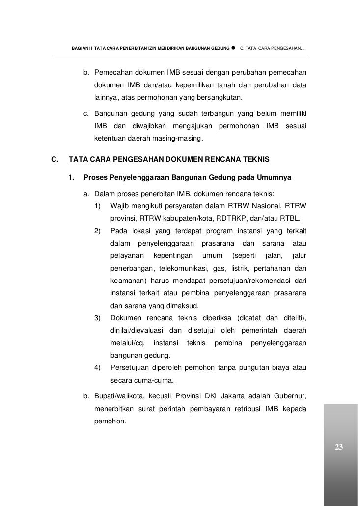 perintah walikota surat gedung teknis imb Pedoman