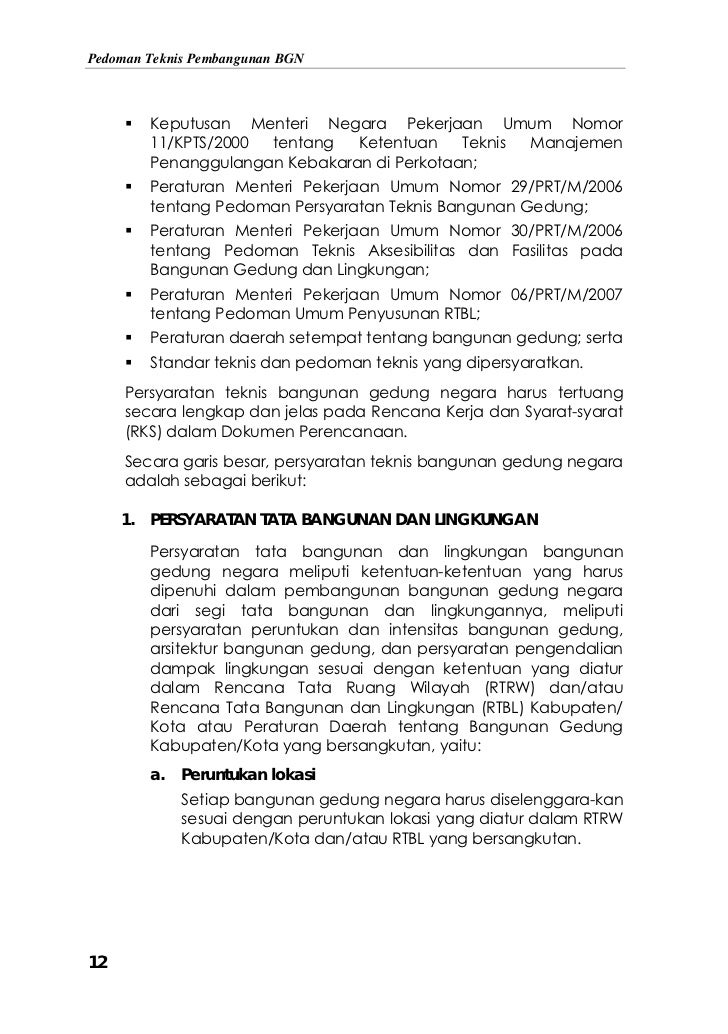 Pedoman teknis pembangunan bangunan gedung negara