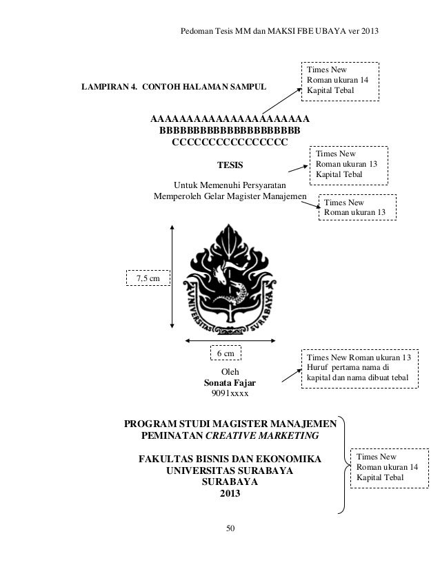 Pedoman Penulisan tesis pascasarjana fbe UBAYA