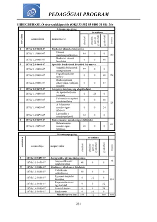 PEDAGÓGIAI PROGRAM
231
HIDEGBURKOLÓ rész-szakképesítés (OKJ 33 582 03 0100 31 01) 3év
 