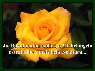 Já, David matou Golias, e Michelangelo extraiu-lhe a mais bela escultura... 