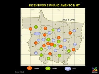 INCENTIVOS E FINANCIAMENTOS/ MT Dados: SICME 