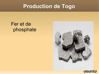 Production de Togo


Fer et de
 phosphate
 