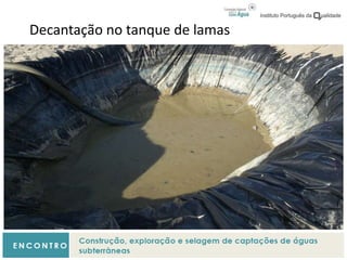 Decantação no tanque de lamas
 