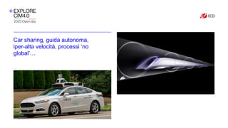 Car sharing, guida autonoma,
iper-alta velocità, processi ‘no
global’…
Inserire qui il
logo
dell’azienda
 