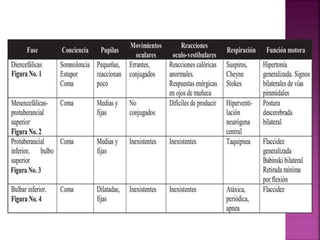 Deterioro rostrocaudal y estado de coma