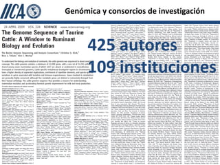 Genómica y consorcios de investigación



      425 autores
      109 instituciones



                                     71
 