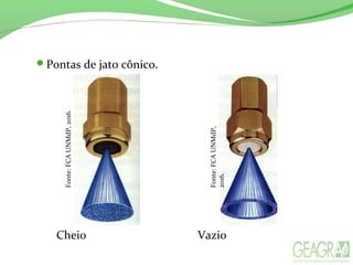 Pontas de jato cônico.
Cheio Vazio
Fonte:FCAUNMdP,2016.
Fonte:FCAUNMdP,
2016.
 