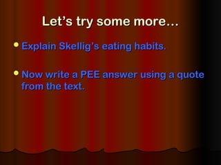 Pee Answer Method Power point presentation about the PEE method | PPT