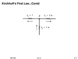 Kirchhoff’s First Law...Contd
PEE-102A U-I, L-2 6 / 17
 