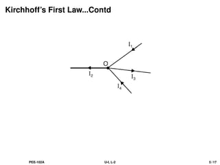 Kirchhoff’s First Law...Contd
PEE-102A U-I, L-2 5 / 17
 