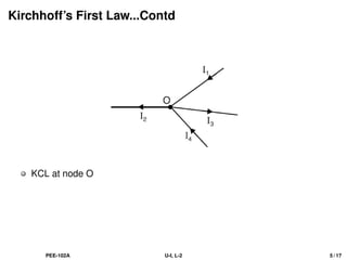 Kirchhoff’s First Law...Contd
KCL at node O
PEE-102A U-I, L-2 5 / 17
 
