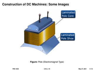 Construction of DC Machines: Some Images
Figure: Pole (Electromagnet Type)
PEE-102A U-III, L-10 May 27, 2021 9 / 18
 