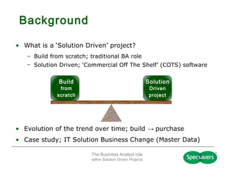 The Business Analyst Role Within Solution Driven Projects | PPT