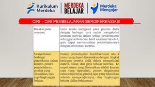 CIRI – CIRI PEMBELAJARAN BERDIFERENSIASI
 