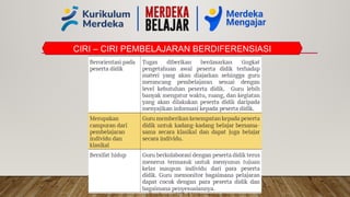 CIRI – CIRI PEMBELAJARAN BERDIFERENSIASI
 