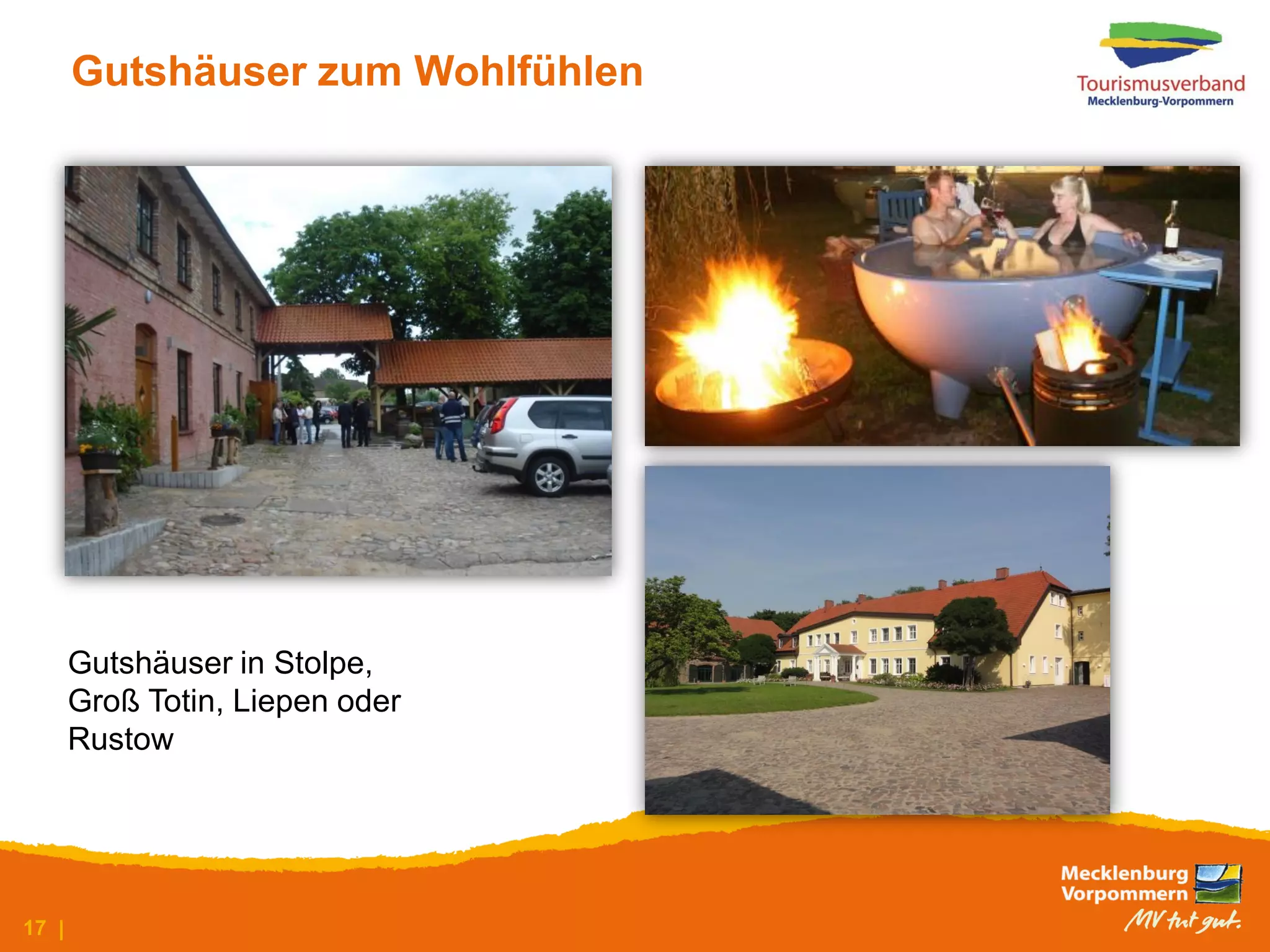 Gutshäuser zum Wohlfühlen




       Gutshäuser in Stolpe,
       Groß Totin, Liepen oder
       Rustow




17 |
 