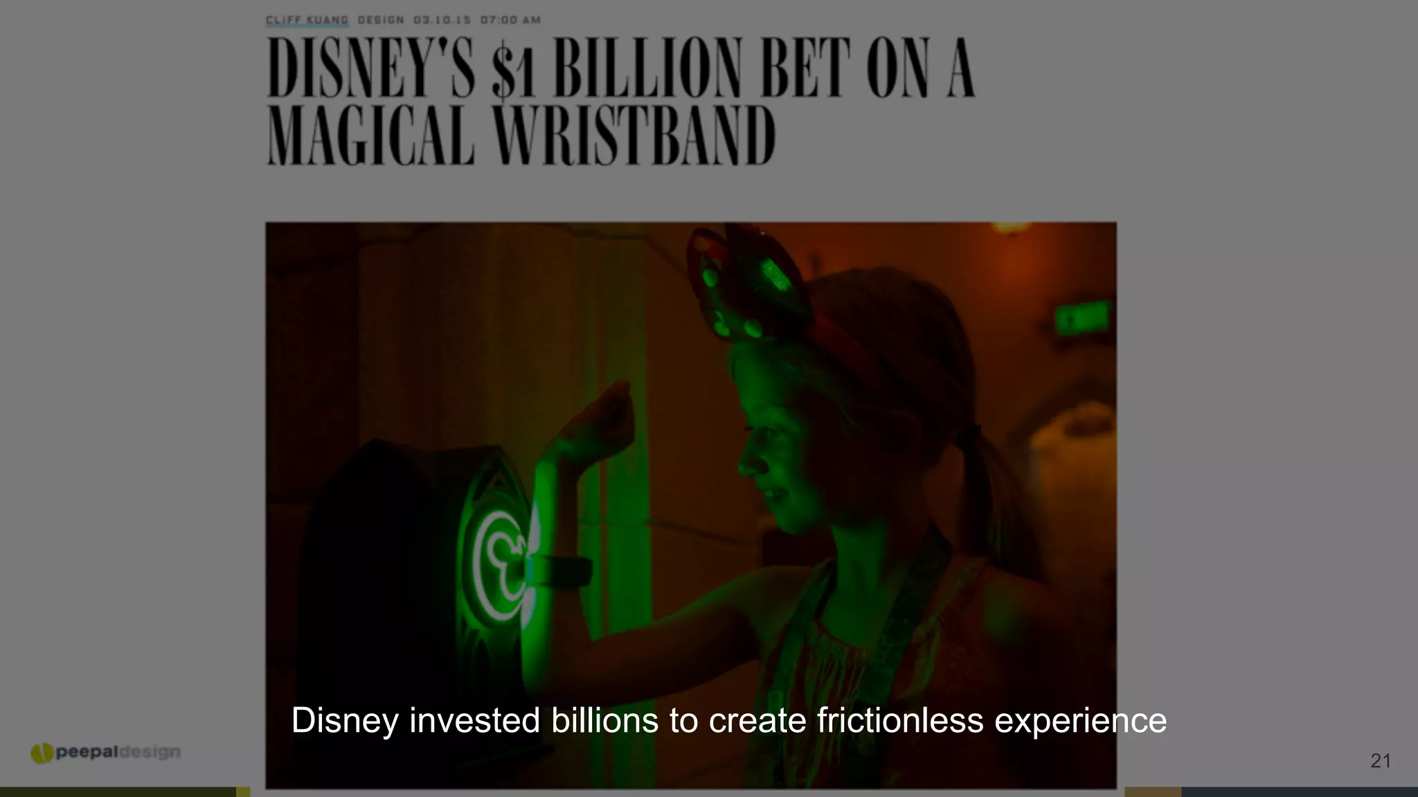 21
Disney invested billions to create frictionless experience
 