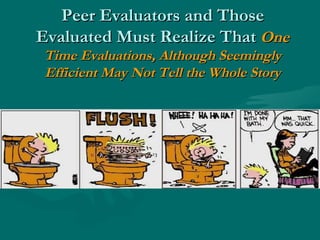 Peer Evaluators and Those Evaluated Must Realize That  One   Time Evaluations, Although Seemingly Efficient May Not Tell the Whole Story 