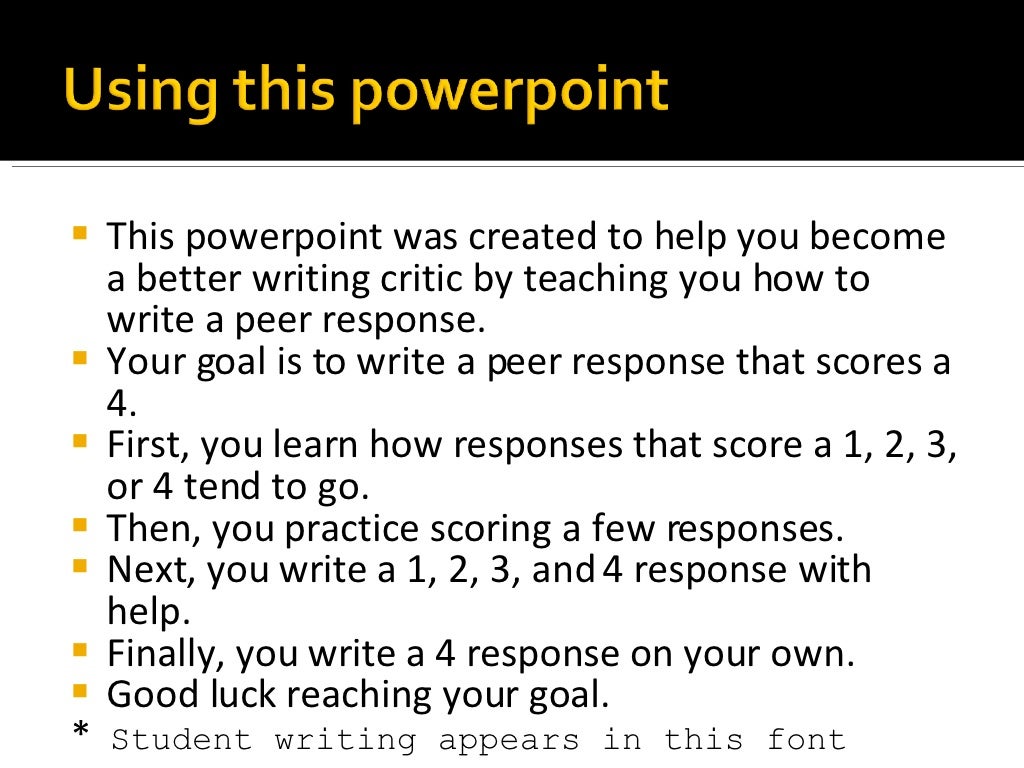Peer Response To The Student Sample