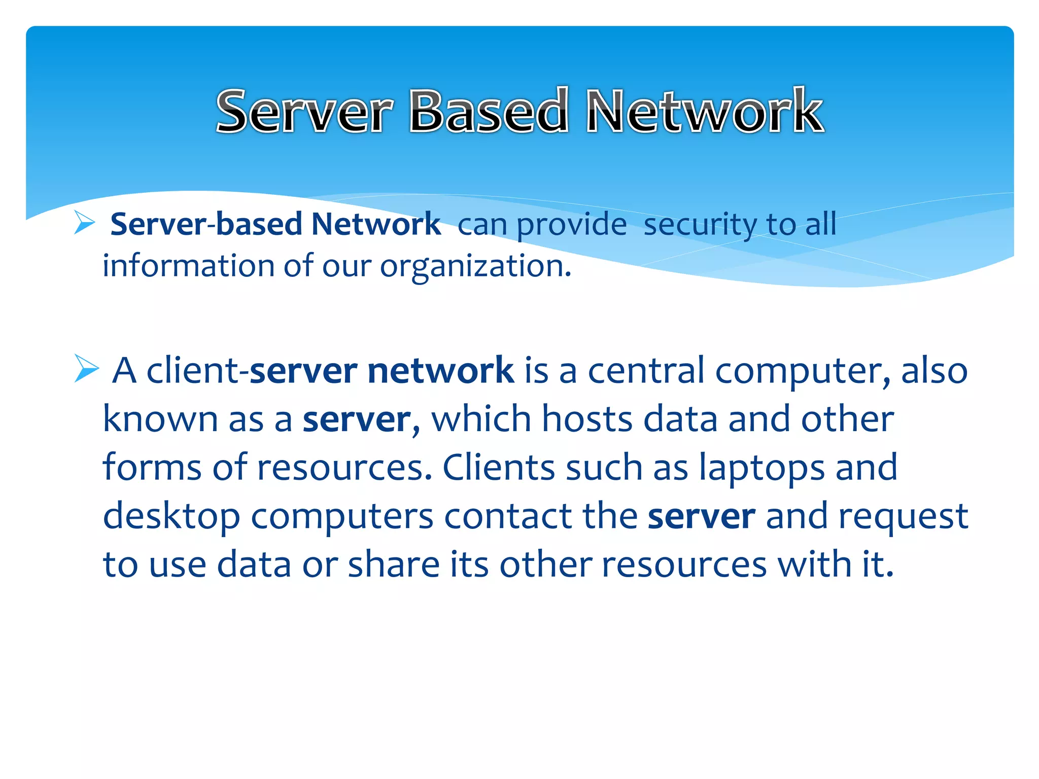 Network Terminologies and P2P vs server based network | PPTX