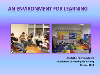 Ana Isabel Puértolas Girón
Foundations of teaching for learning
October 2013

 
