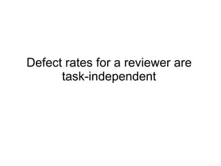 Defect rates for a reviewer are task-independent 