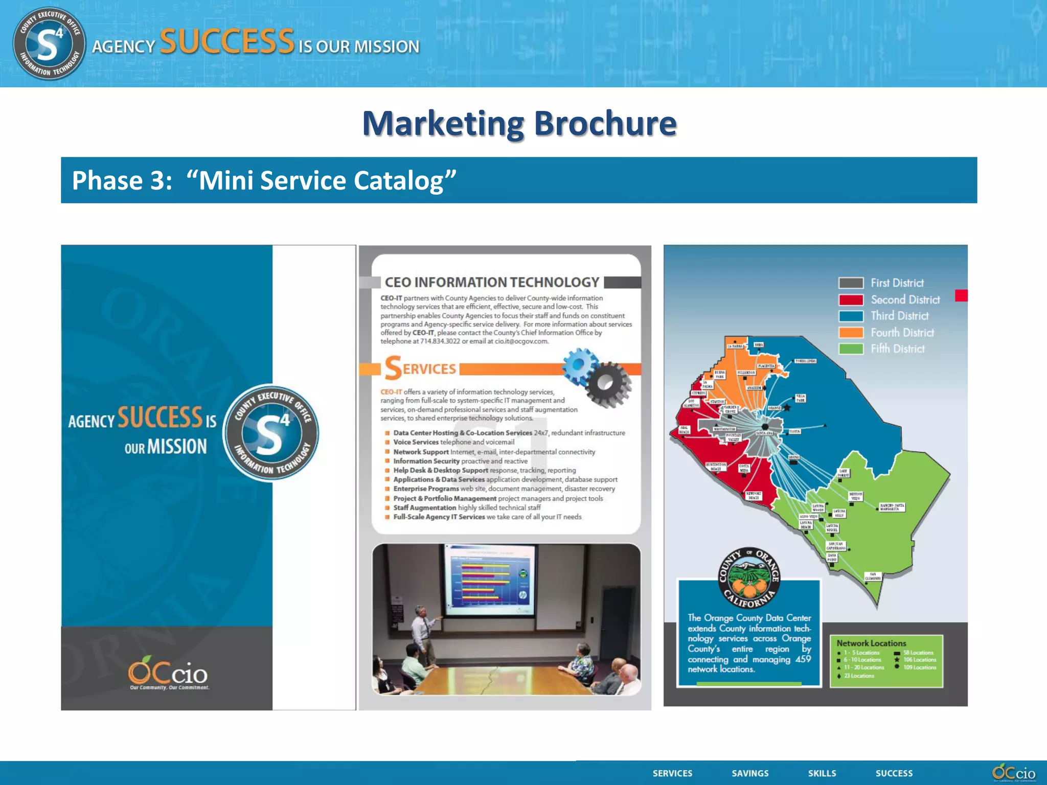 Marketing Brochure
Phase 3: “Mini Service Catalog”
 