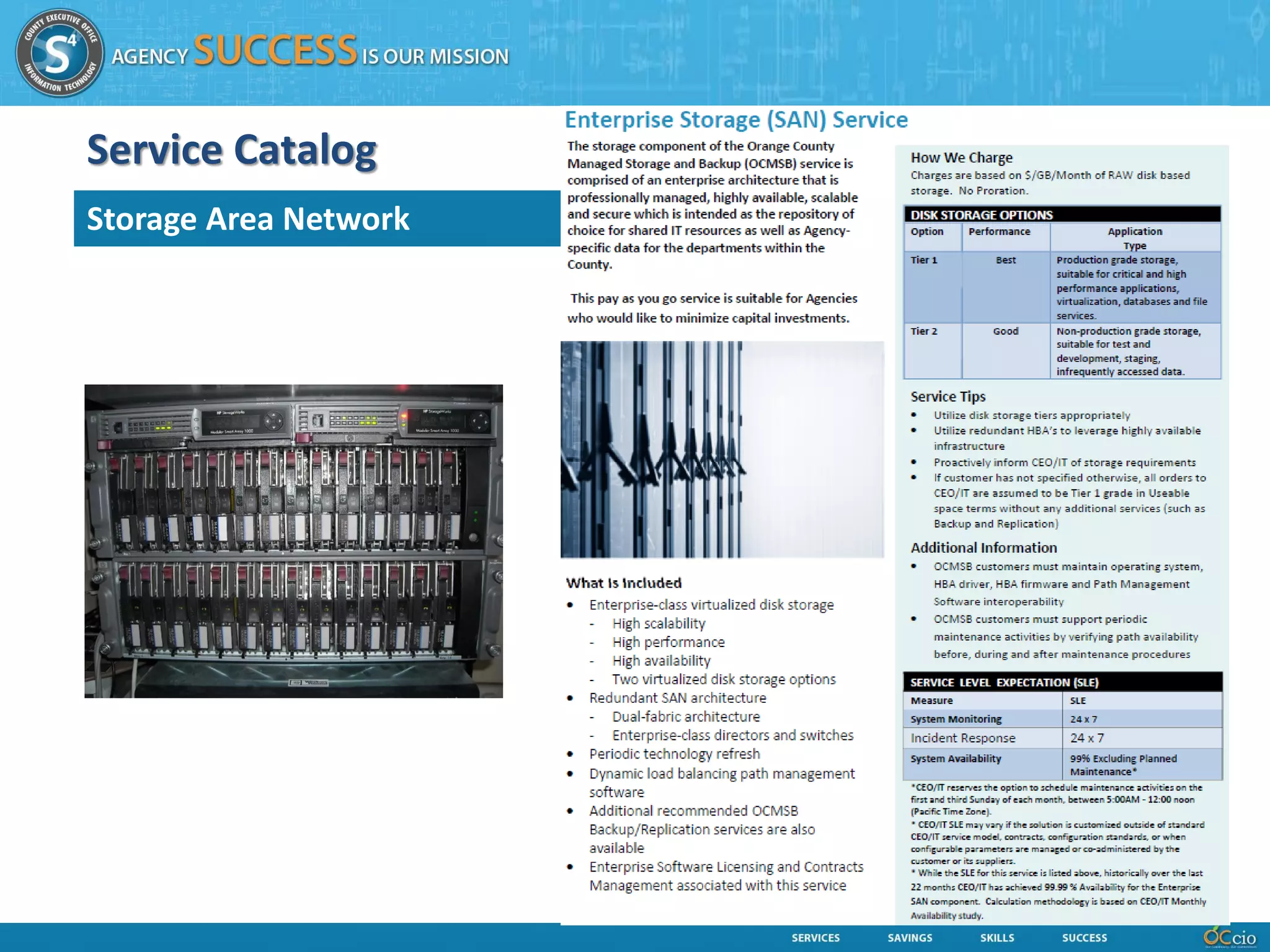 Service Catalog
Storage Area Network
 