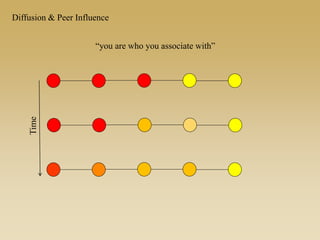 “you are who you associate with”
Time
Diffusion & Peer Influence
 